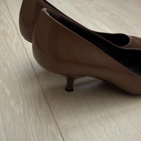 Prada Chocolate Brown Closed Pointed Toe Kitten Heels - Picture 5 of 13